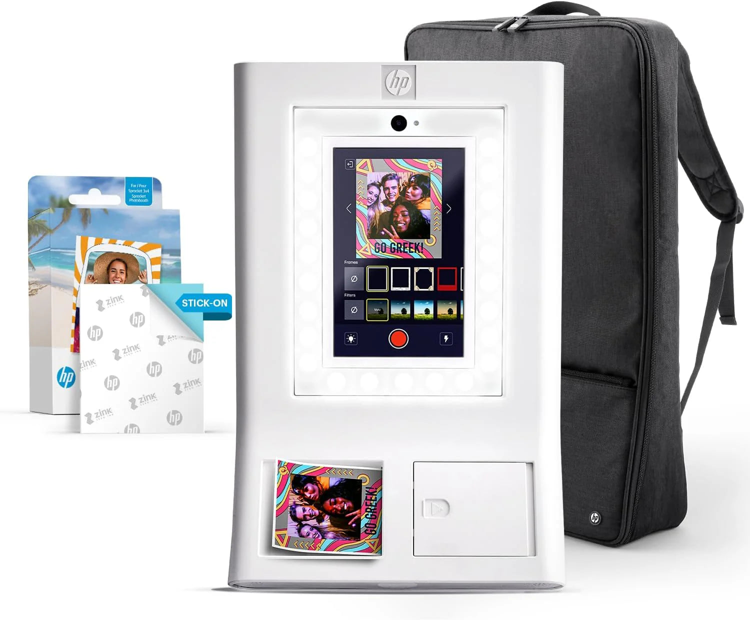 HP Sprocket Fotobooth Machine Instant Kleur Foto Printer (Wit) STARTER Bundel + Zink Papier (100 Vellen) + Gepolsterde Draagtas