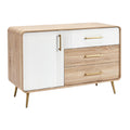 Technische titel: "Moderne Dressoir van Hout met Vier Lades en Gouden Handgrepen"
