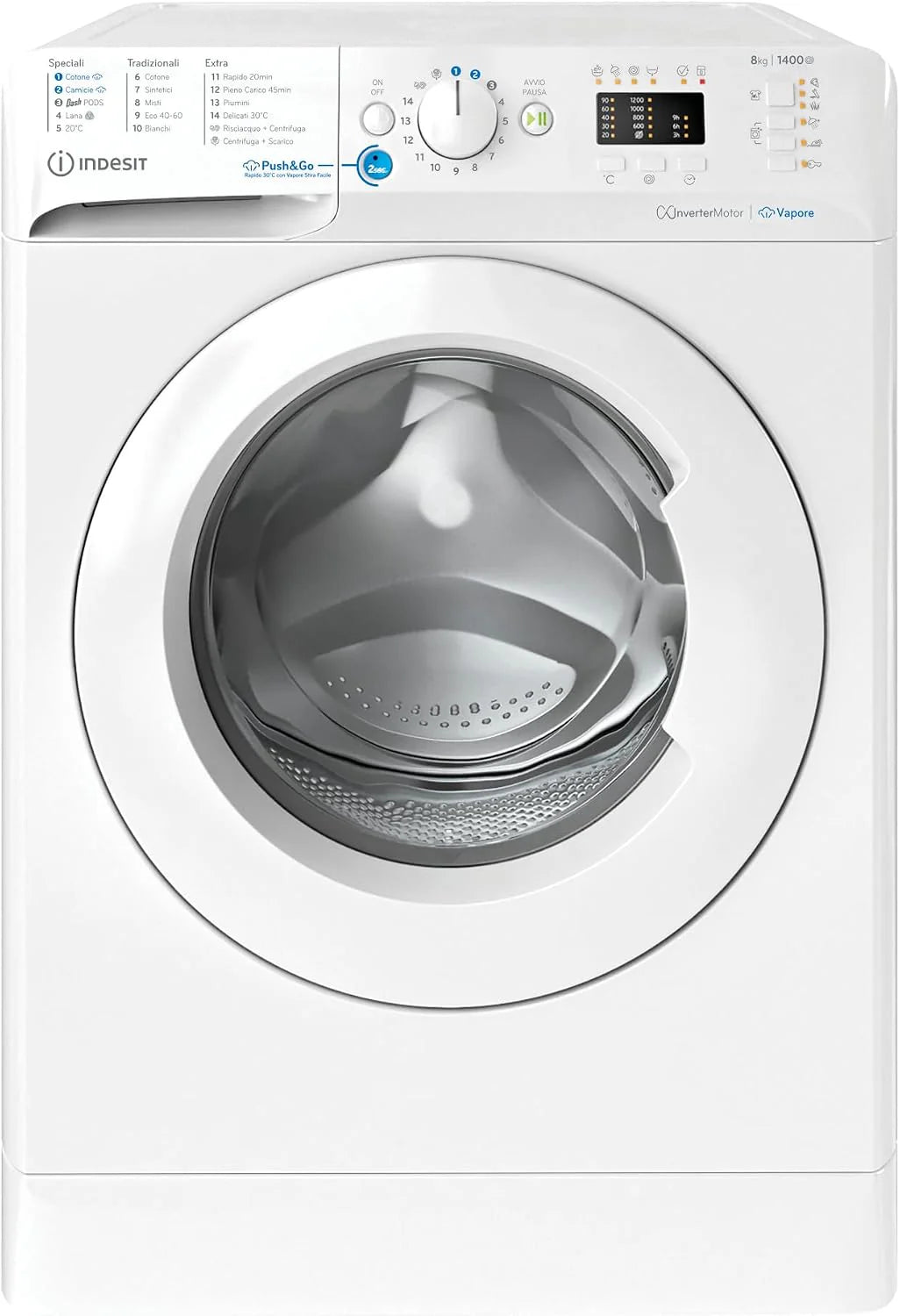 Indesit BWA 81496X WV IT Wasmachine 8 kg, voorlader, vrijstaand, 1400 omw/min, klasse A, PODS-cyclus, stoom, 59,5 x 63 x 84,5 cm