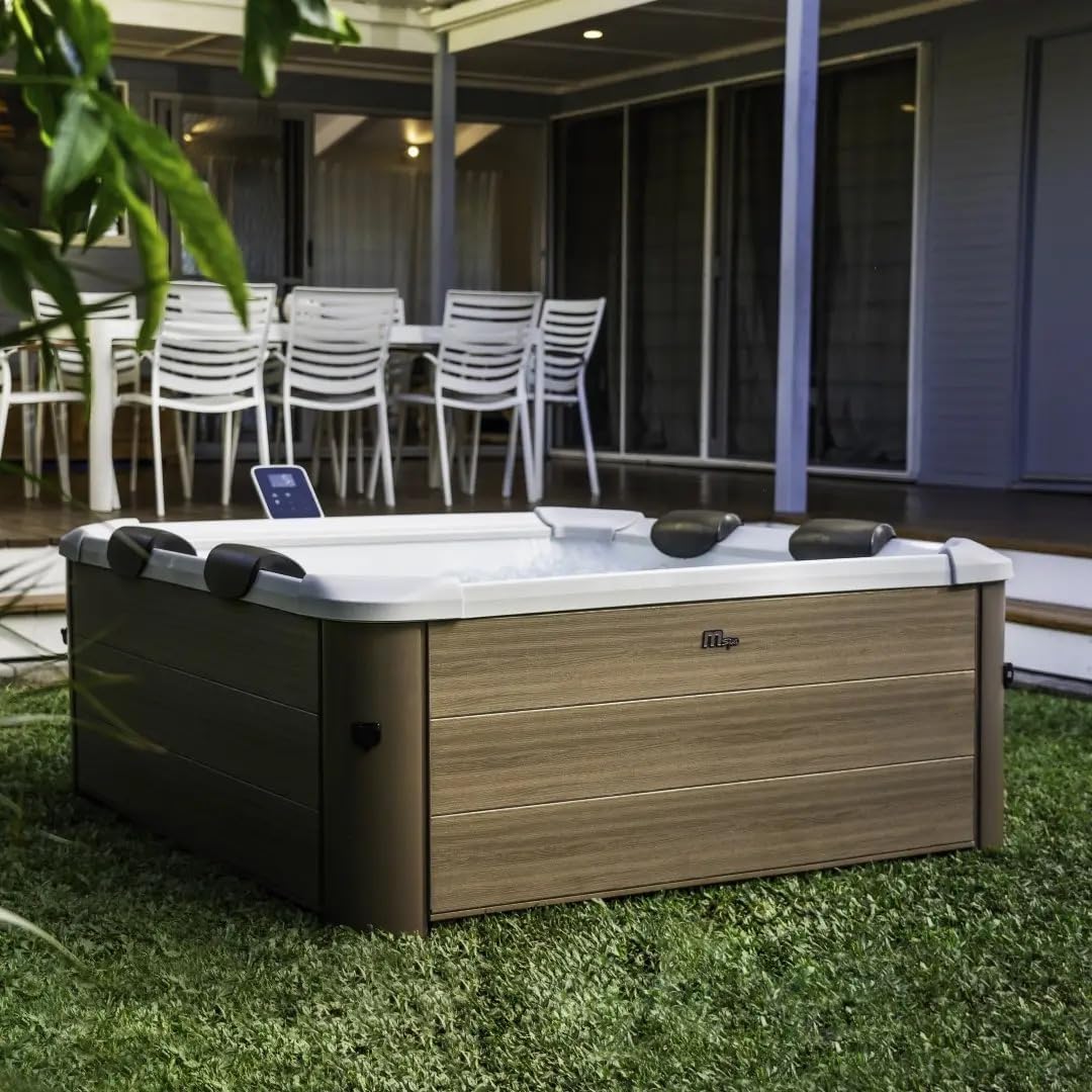 MSpa Oslo Amber Aero Plus Whirlpool, 180 x 180 x 65 cm, opblaasbare whirlpool voor 6 personen met 140 luchtjets en 8 hydromassagejets, ledverlichting, PTC-verwarming tot 40 °C, Rhino Tech 6-laags