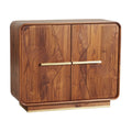 Moderne Houten Kast met Gegraveerde Ontwerp en Gouden Handvatten
