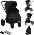 LIONELO Mika Plus Kinderwagen  Buggy, Vanaf 6 Maanden tot 22 kg, All-Terrain Wielen met Vering, XXL Zonnekap UPF50+, Verstelbare Rugleuning  Voetsteun, Waterafstotend, Lichtgewicht Opvouwbaar, Beige(Zwart Onyx)