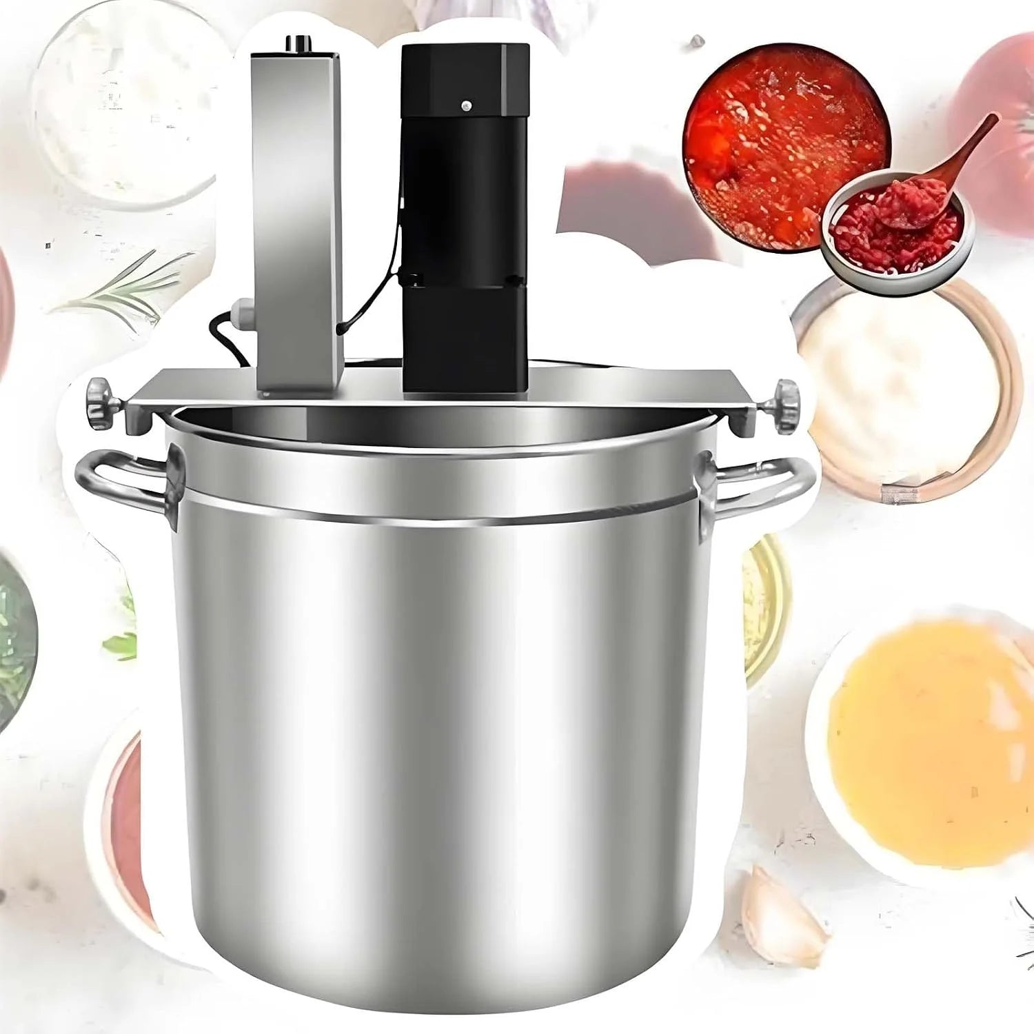 Automatische roerder, professionele elektrische keukenmixer voor hete pannen, roestvrijstalen verwarmingsmixer met instelbare snelheid, ideaal voor sauzen, soepen en frituren. 25L(40L)