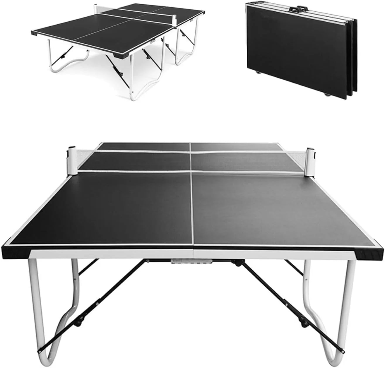 Tafeltennistafel, draagbare tafeltennistafel voor binnen en buiten, compacte inklapbare tafeltennistafel met 4 poten met 9 poten, professionele klaptafel in standaardformaat