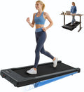DeerRun Under Desk Walking Pad loopband met 6% handmatige helling, 0,6-3,8 MPH loopsnelheid, 2,5 pk, 300 lbs capaciteit, app en afstandsbediening, voor thuiskantoor en kleine ruimtes(Bruin)