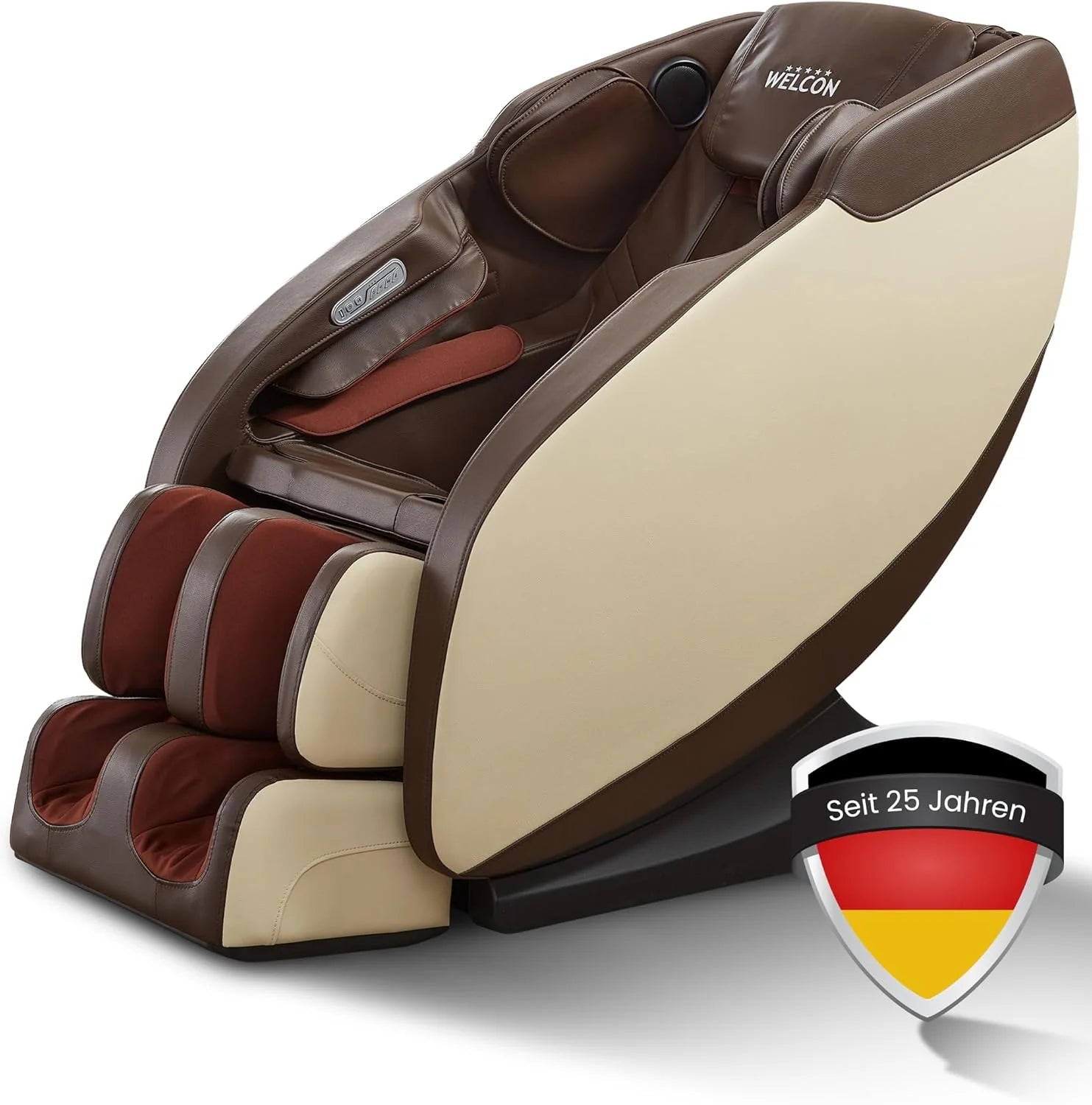 WELCON Prestige II 3D massagestoel elektrisch bruin-beige – Zero Gravity relaxstoel met warmtefunctie, 6 automatische programma's  volledige lichaamsmassage