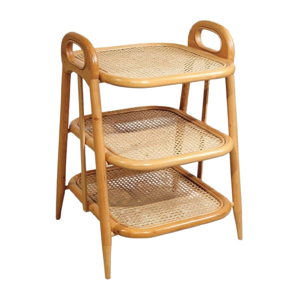 **Bamboe OPBERGTAFEL met 3 LAGEN en Handgrepen**