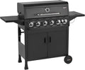 TAINO Basic bbq gasgrill, grillwagen, roestvrijstalen brander + zijbrander, grill (Basic 6+1 gasgrill)(BRANDO 6+1)