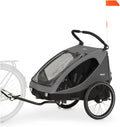 hauck 2-in-1 fietskar en buggy DRYK DUO / 2 kinderen / Vanaf 6 maanden / Snelle bevestiging op fiets / Eenvoudig om te bouwen / Luchtbanden achter / XL opbergruimte / 2-in-1 kap / Inklapbaar / Grijs(Grijs/Dryk Duo)