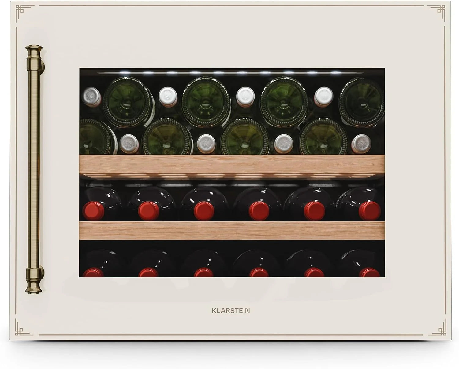Klarstein Vinsider Victoria 36 wijnkoelkast – 36 flessen, 2 zones, 5-22 °C, touch-bediening, led, uv-bescherming, inbouw, zwart(1 Zone / 28 Flaschen/Crème)
