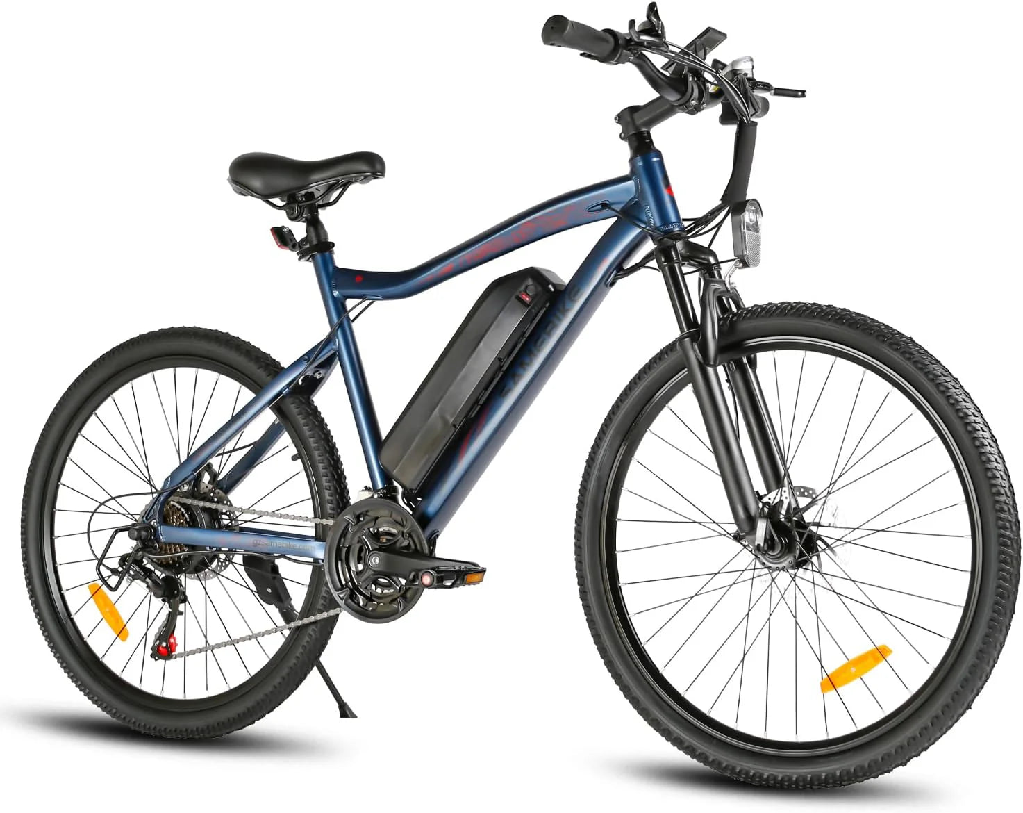 SAMEBIKE elektrische fiets met USB-slot, 26 inch elektrische fiets, 3 x 7 versnellingen Pro, bereik max. 90 km, 250 W voor heren en dames(Blauw)