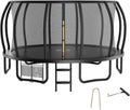 Zelsius Zwarte trampoline voor buiten, trampoline voor buiten, tuintrampoline met veiligheidsnet, ladder en schoenentas, trampoline voor sport en vrije tijd, 427 cm