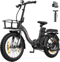 Elektrische Fiets Voor Volwassenen, 250W Opvouwbare Elektrische Fiets Met Afneembare 36V 13AH Batterij En Snelheid 25KM/H Bereik Tot 80KM, 20“* 3.0” Dikke Band City Commuter Ebike(Zwart)