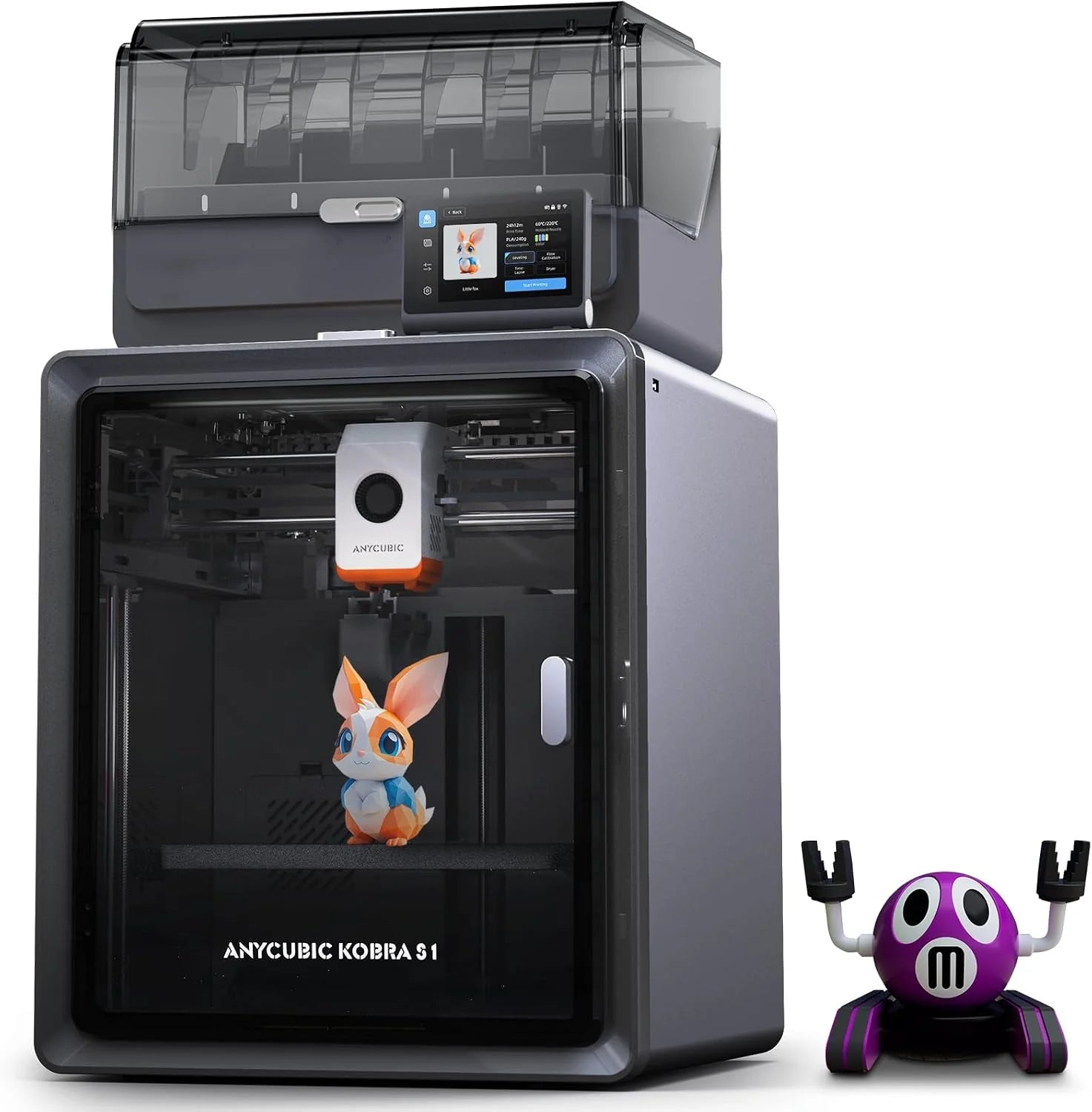 Anycubic Kobra S1 Combo 3D-printer Veelkleurig, Filament drogen tijdens printen, 600 mm/s hoge snelheid, AI-bewaking Intelligent printen, CoreXY-constructie, Printformaat 250 x 250 x 250 mm
