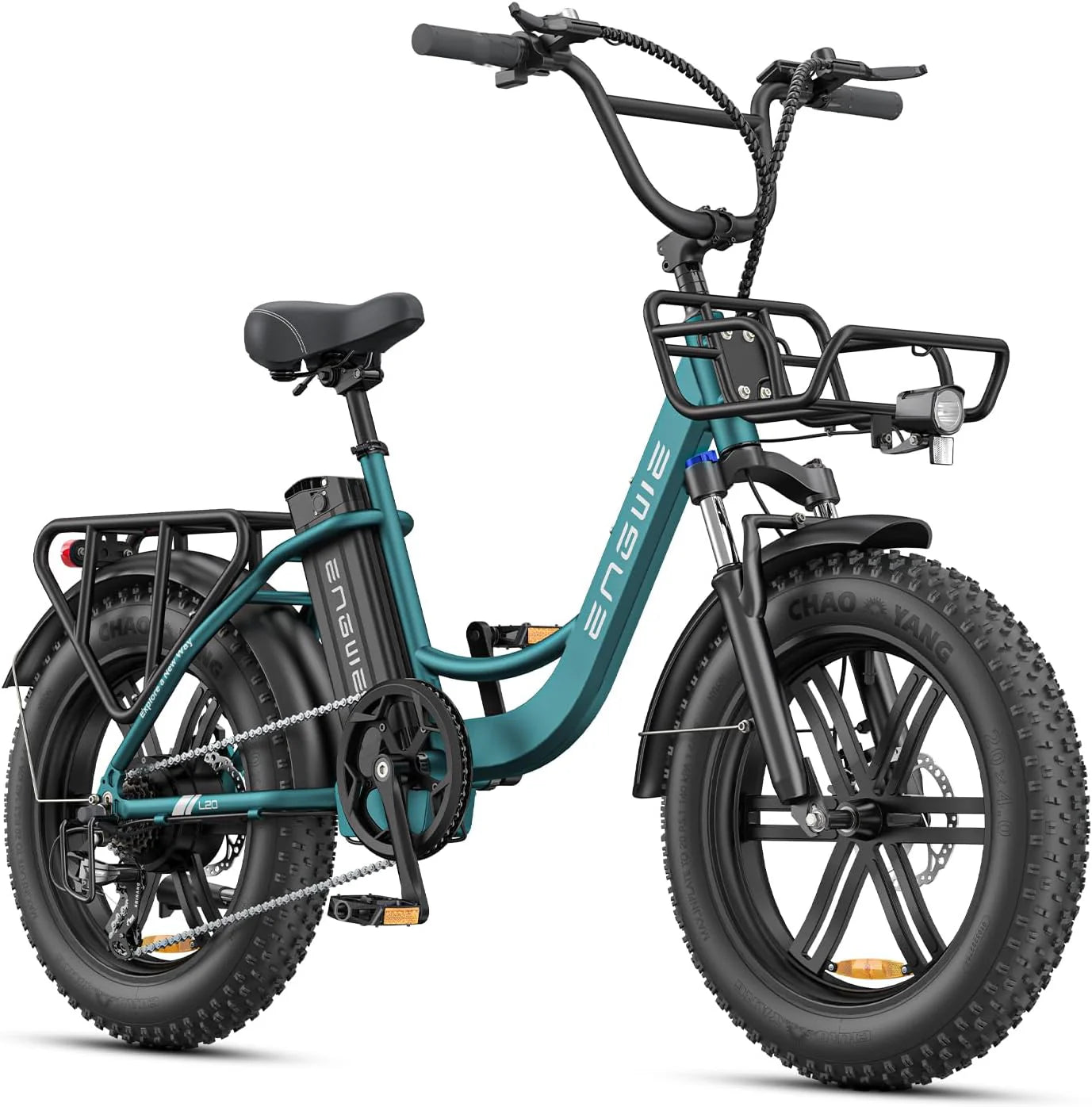 ENGWE Elektrische fiets voor volwassenen, 20 x 4,0 inch (20 x 4,0 inch), elektrische fiets voor dames, 7 snelheden, 250 W, afneembare accu 48 V, 13 Ah, autonomie tot 120 km L20/L20 Boost(Groen/L20 BOOST)