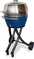 LotusGrill XL Tuingrill Set Limoengroen - Grillwagen met grillkap XL uit roestvrij staal (Antracietgrijs)(diepblauw)
