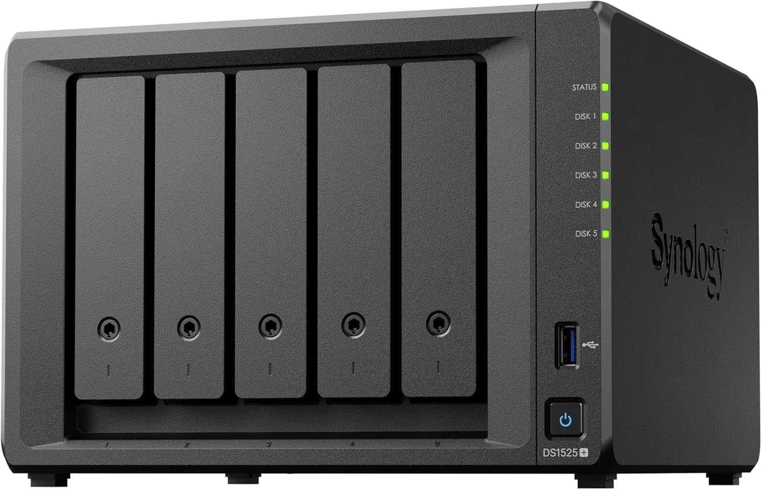 Synology DiskStation DS1525+ NAS-/opslagserver Ryzen Embedded V1500B 8 GB DDR4 0 TB - Zwart