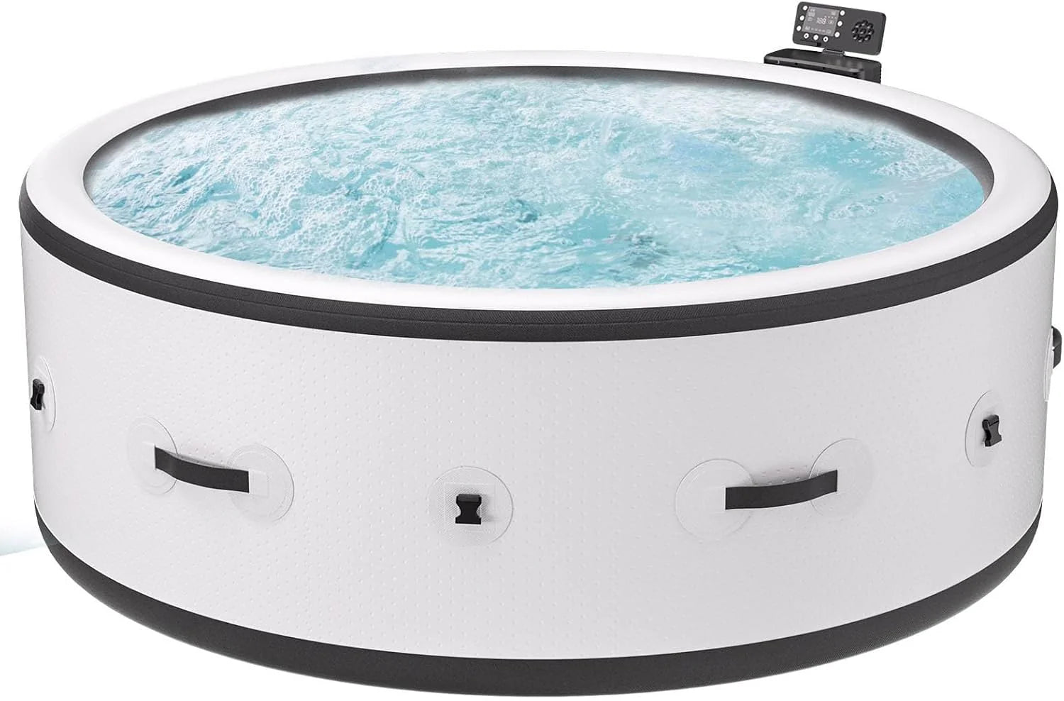 Opblaasbare hot tub voor 4-6 personen, draagbare outdoor spa met 180 luchtstralen, slimme bediening, thermische afdekking voor achtertuin kamperen(81x28in)