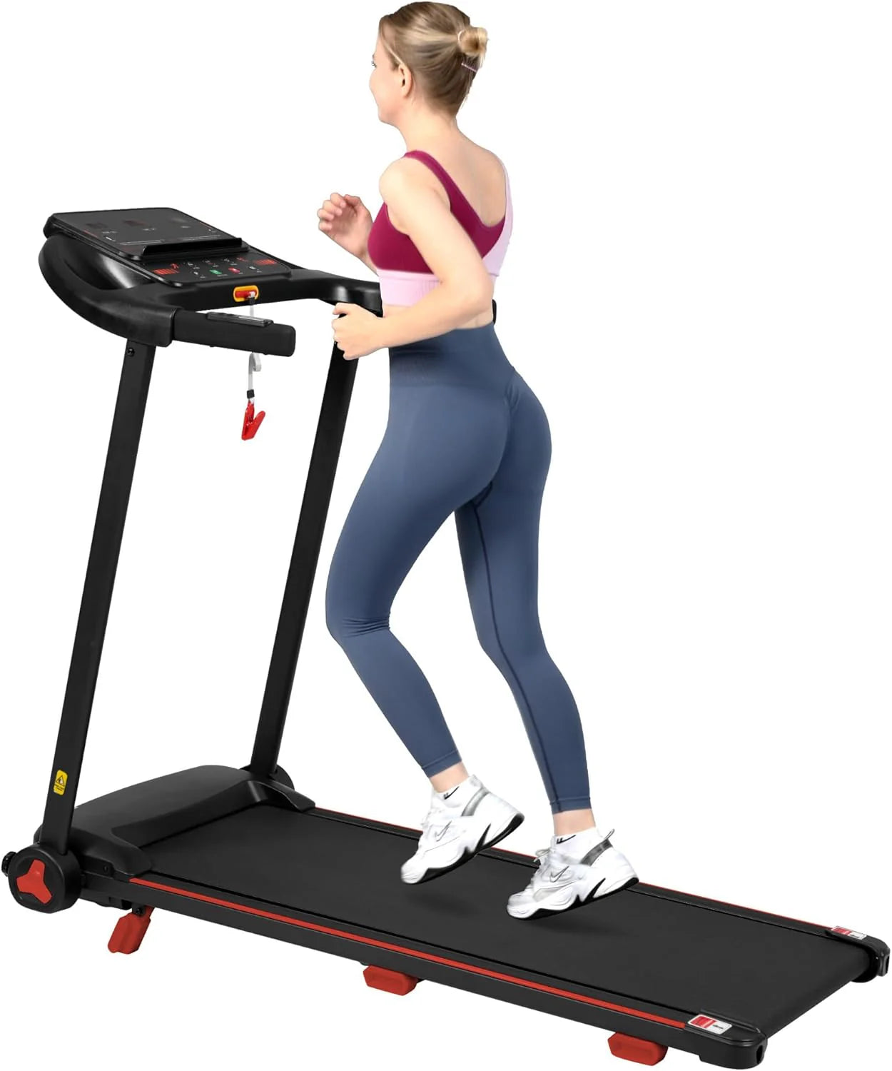 Loopband voor thuis, inklapbaar, helling 8%, stille treadmill tot 14 km/u, 3,0 pk motor, groot loopvlak, led-display en bluetooth, max. belasting 120 kg(Zwart/125*62*106cm)