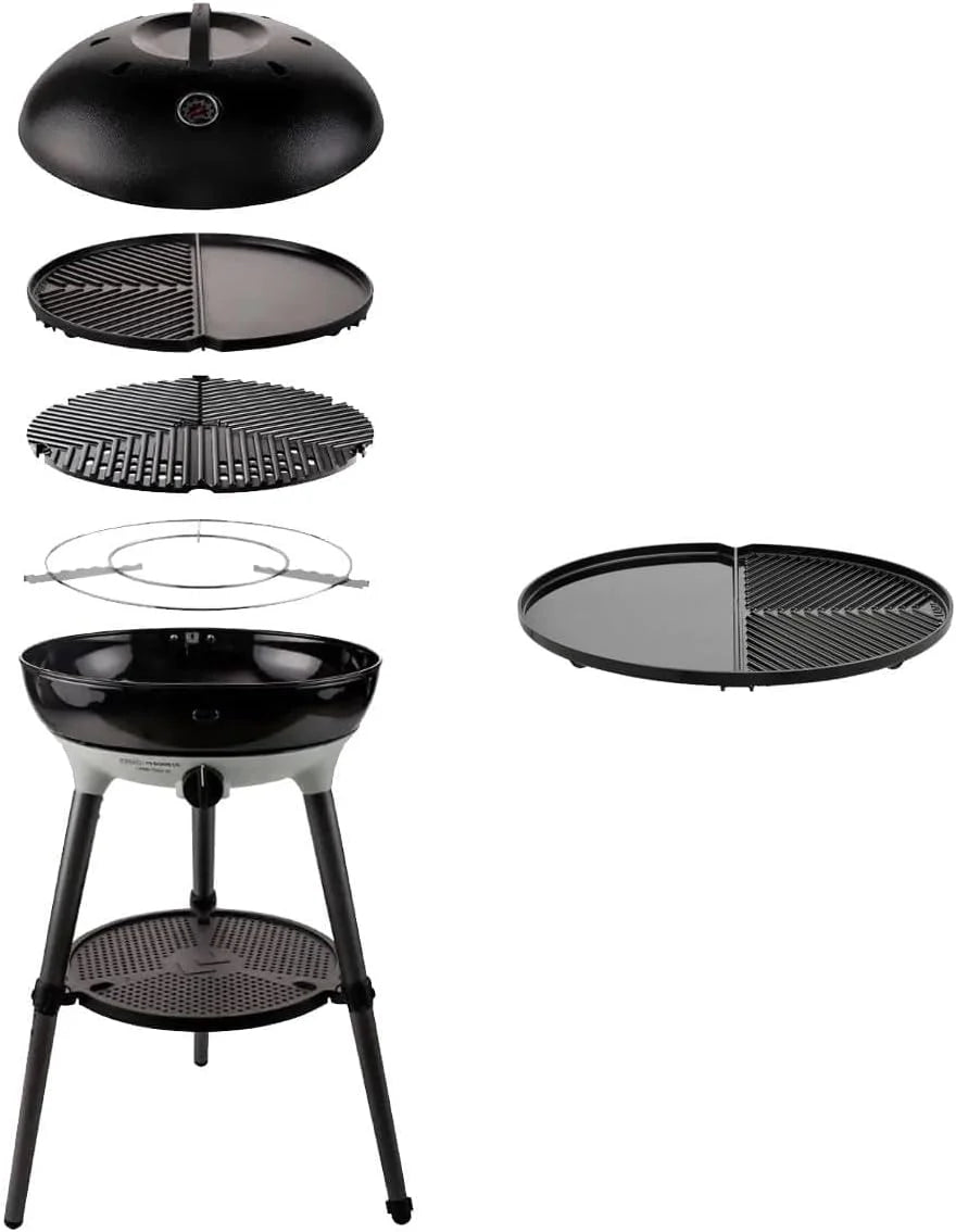 CADAC Carri Chef 50 BBQ/Dome Set + Grill 2 Braai 50-30mbar - Gasbarbecue ø46cm met GreenGrill Coating, Thermometer  Dubbelzijdig Rooster - Inclusief Draagtassen - Buitengebruik