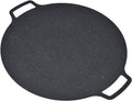 Koreaanse BBQ-grillpan - 36 cm anti-aanbak ronde kookplaat voor binnen en buiten koken, perfect voor thuis kamperen wandelen - zwarte tafelgrill(Zwart/41Cm)