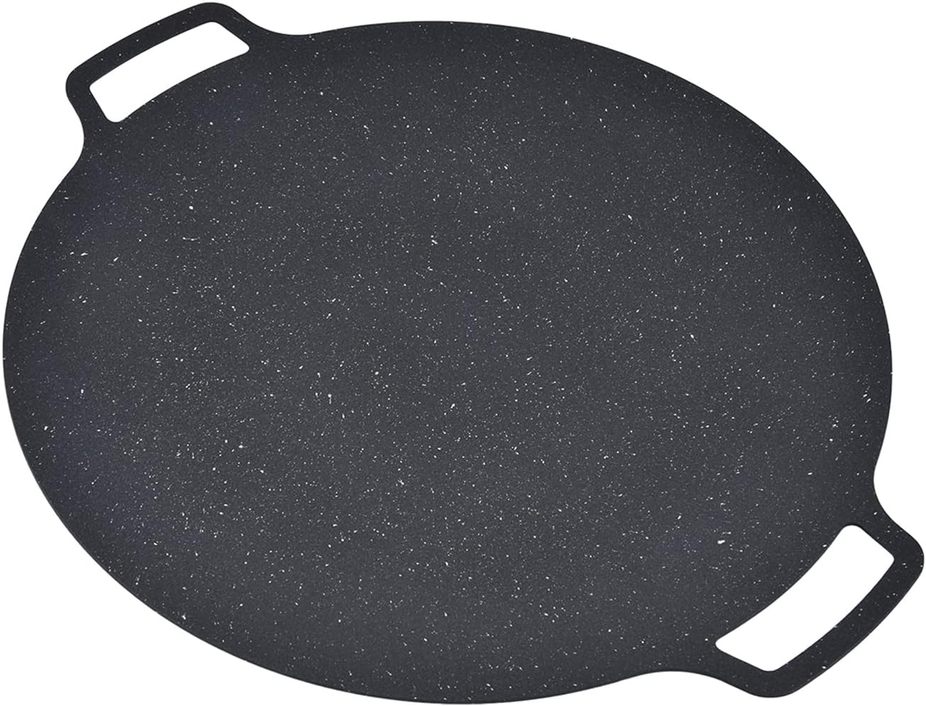 Koreaanse BBQ-grillpan - 36 cm anti-aanbak ronde kookplaat voor binnen en buiten koken, perfect voor thuis kamperen wandelen - zwarte tafelgrill(Zwart/41Cm)