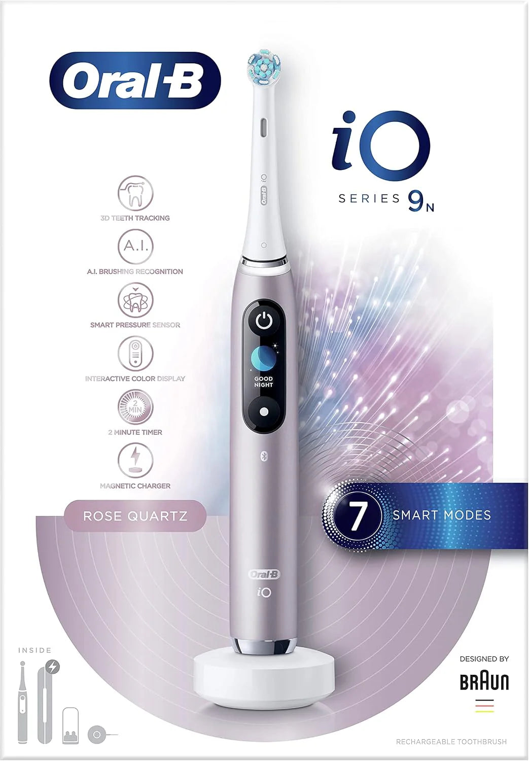 Oral-B Braun iO 9n elektrische tandenborstel, roze, 1 stuk