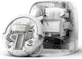 DJI ROMO P Robotstofzuiger en mop met transparant design, 25.000 Pa zuigkracht, sensoren op droneniveau, dubbele robotarmen, 200 dagen onderhoudsvrij gebruik, aanpasbare dweiloplossingen