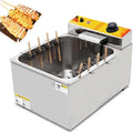 Commerciële frituurpan voor corn dogs (1900W), perfect voor het frituren van kaashotdogs op kleine evenementen en kraampjes.