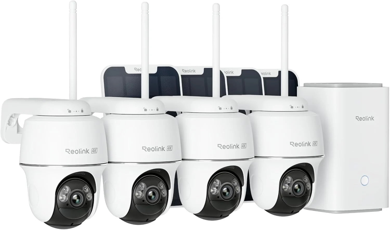 Reolink Home Hub+8MP Beveiligingscamera Outdoor Draadloze Kit, Argus PT Ultra+Zonnepaneel Home Security System, 360 ° PTZ, Nachtzicht, 2.4/5 GHz WiFi