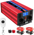 3000w/6000W Omvormer Zuivere Sinus Spanningsomvormer 12v 230v Stroomomvormers met 2 EU-stopcontact en 1 USB-poort, Draadloze Afstandsbediening, LCD-Scherm(4000W12V)