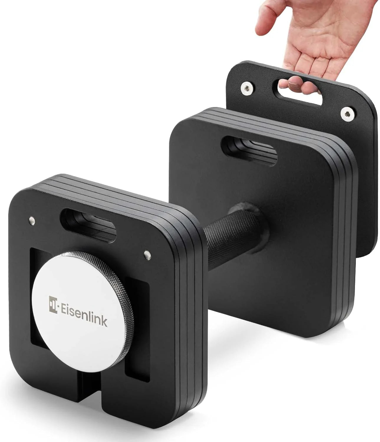 Eisenlink Verstelbare vierkante korte halter, 1 stuk, 20 kg, 36 kg, innovatieve ultracompacte verstelbare halter met anti-slip handgreep, voor fitness, training, gym thuis(1 stuk 20 kg (1 x 20 kg))