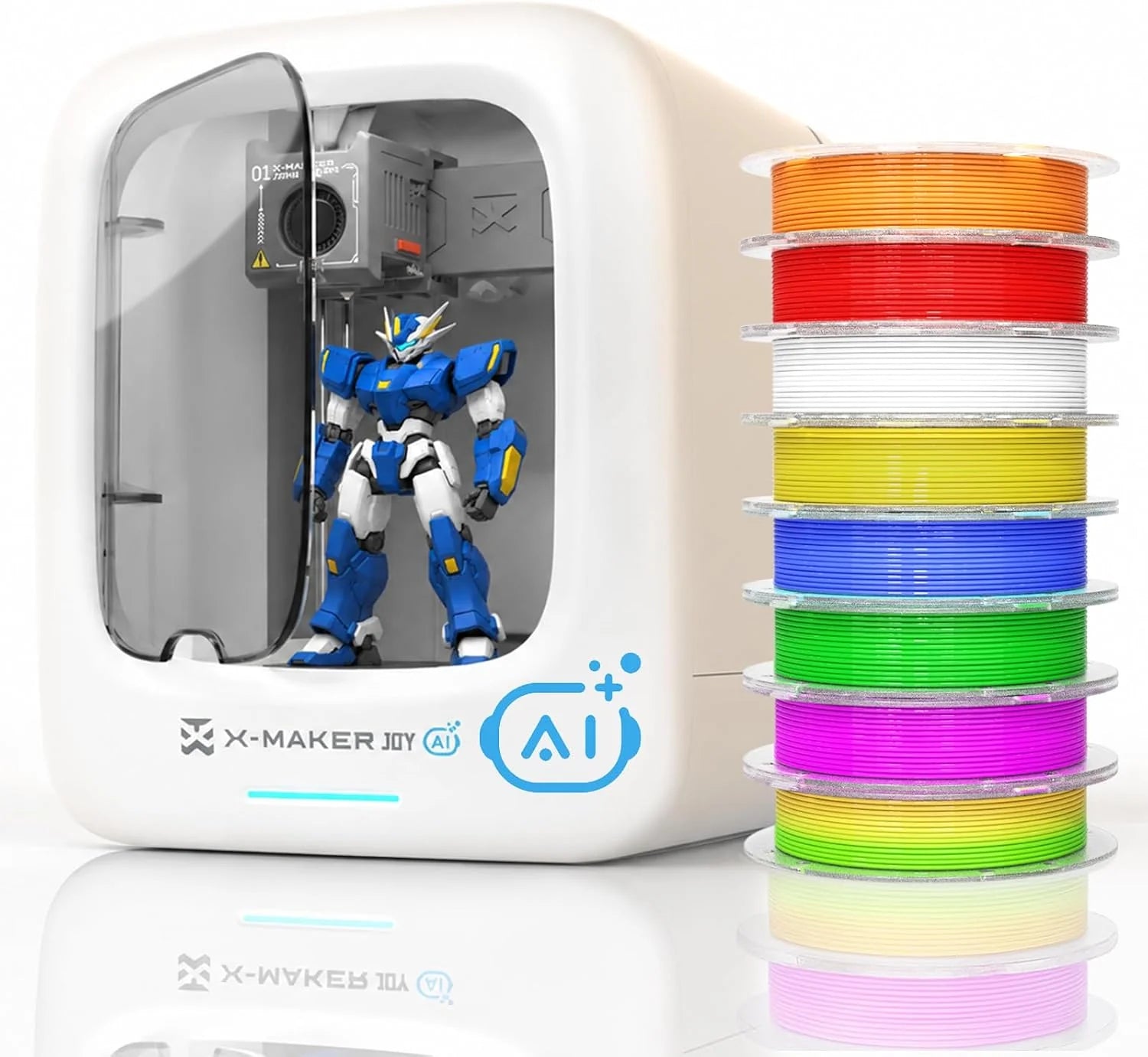 AI 3D PRINTER, 3D PRINTER MET 8-PACK PLA FILAMENT, AI ONTWERPAPP, GROOT SPEELGOEDLIBRIJK, SNELHEID TOT 400 MM/S, MET 16+ MINI 3D ONTWERPMODULES, APP-CONTROL, X-MAKER JOY AI+
