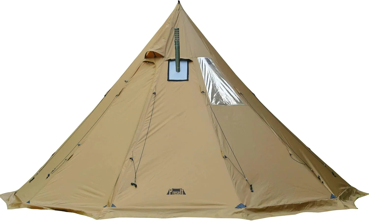 Preself 4~6 Persoon Tipi Hot Tent T3 XL met Schermvenster, Hoogte 8 '6 "2,6 m, Diameter 15' 4,6 m, voor Hout Buring Kachel Bushcraft Familie Camping Jacht Vissen (Tent)